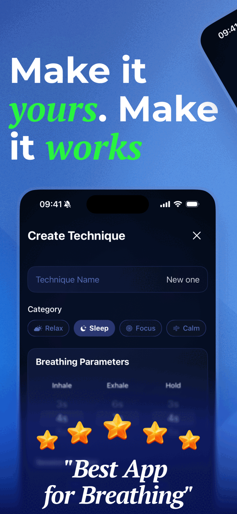 Custom Technique Builder to create personalized breathing patterns with adjustable parameters