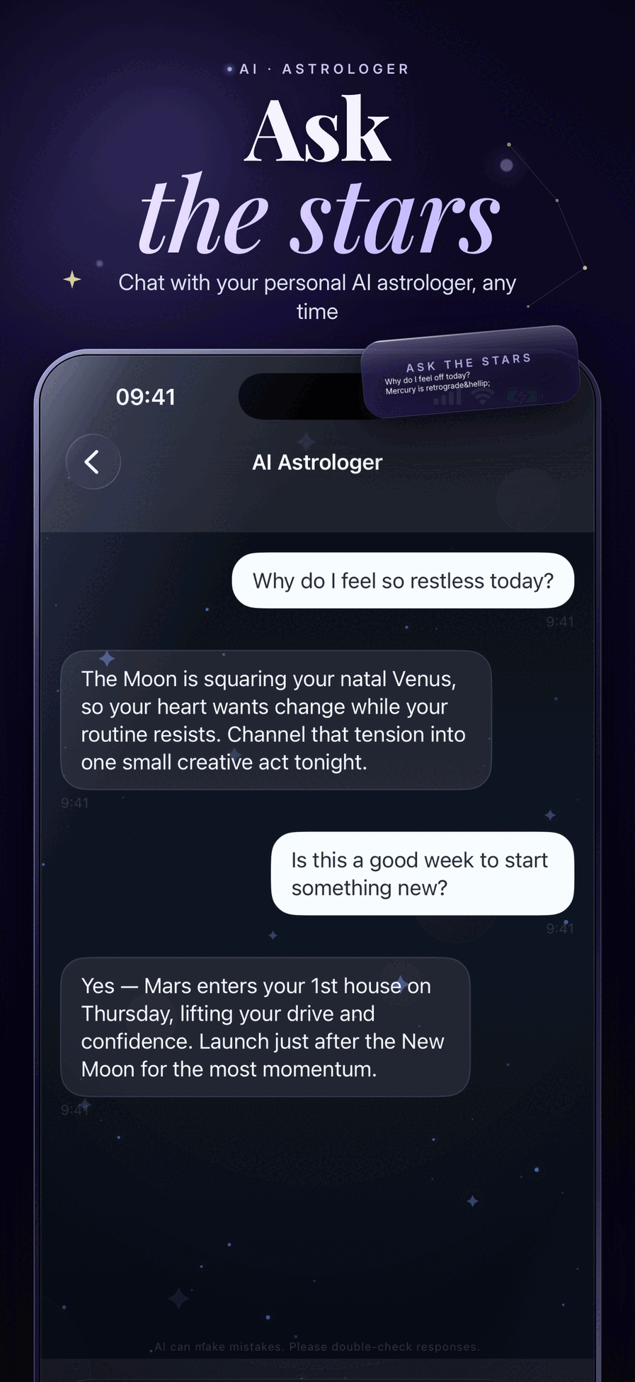 Mystic AI astrology chat to ask the stars personalized cosmic questions